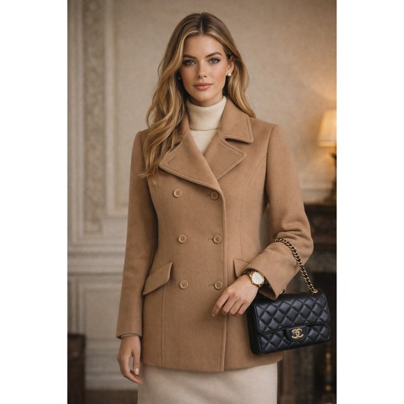 Talbots Jackets & Blazers - Talbots‎ Pea Coat Women 12P Brown Wool Timeless Preppy Old Money Classic READ